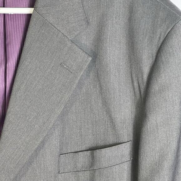 Lineage Men 2 Piece Gray Suit 46R Blazer Jacket Pants 40W Poly Rayon Purple Line - Picture 8 of 16